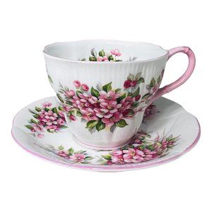 Royal Albert Fine Bone China Vintage Apple Blossom Tea Cup & Saucer